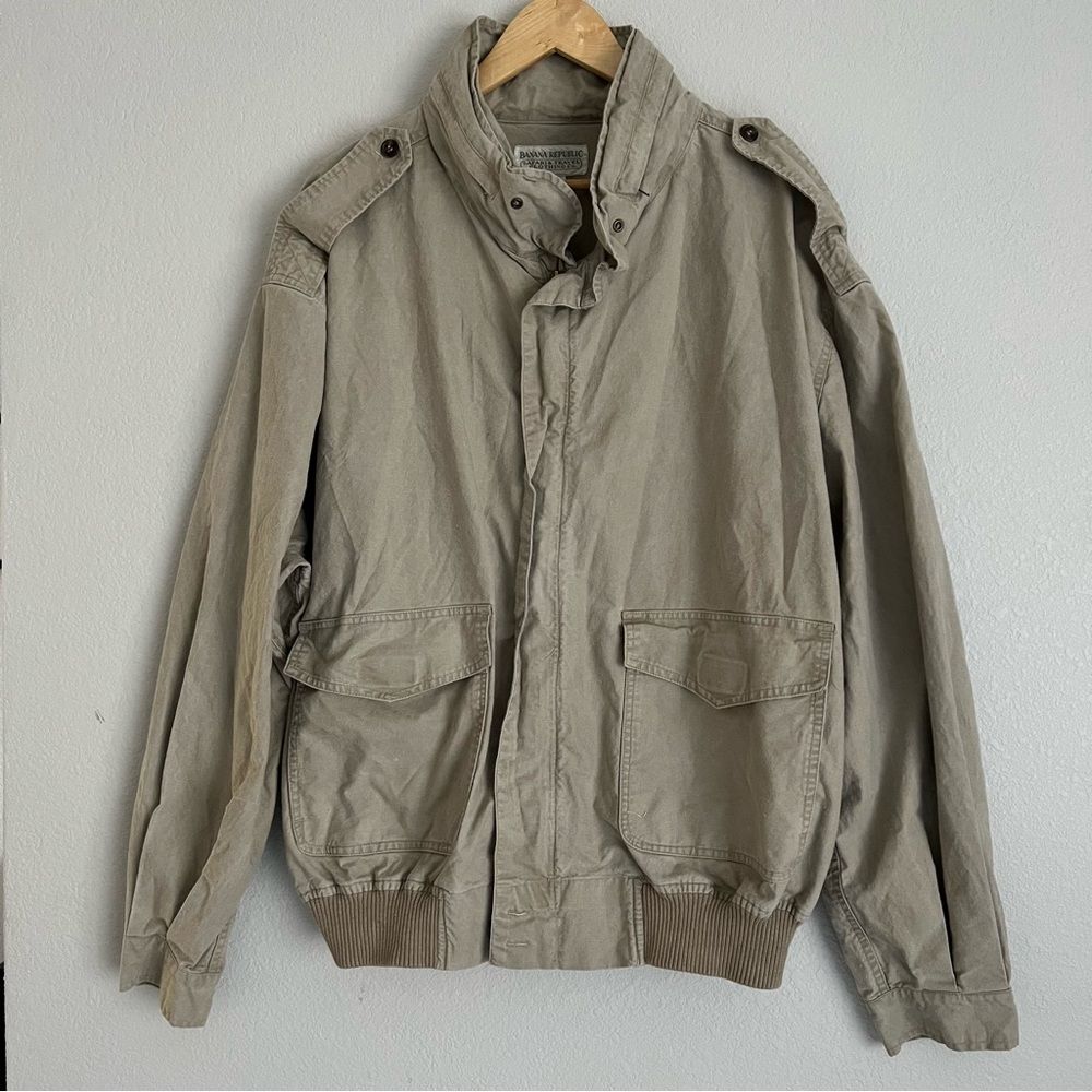 Vintage Banana Republic Safari Travel Jacket Size L Beige